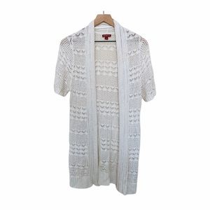 Merona short sleeve open knit white open cardigan
